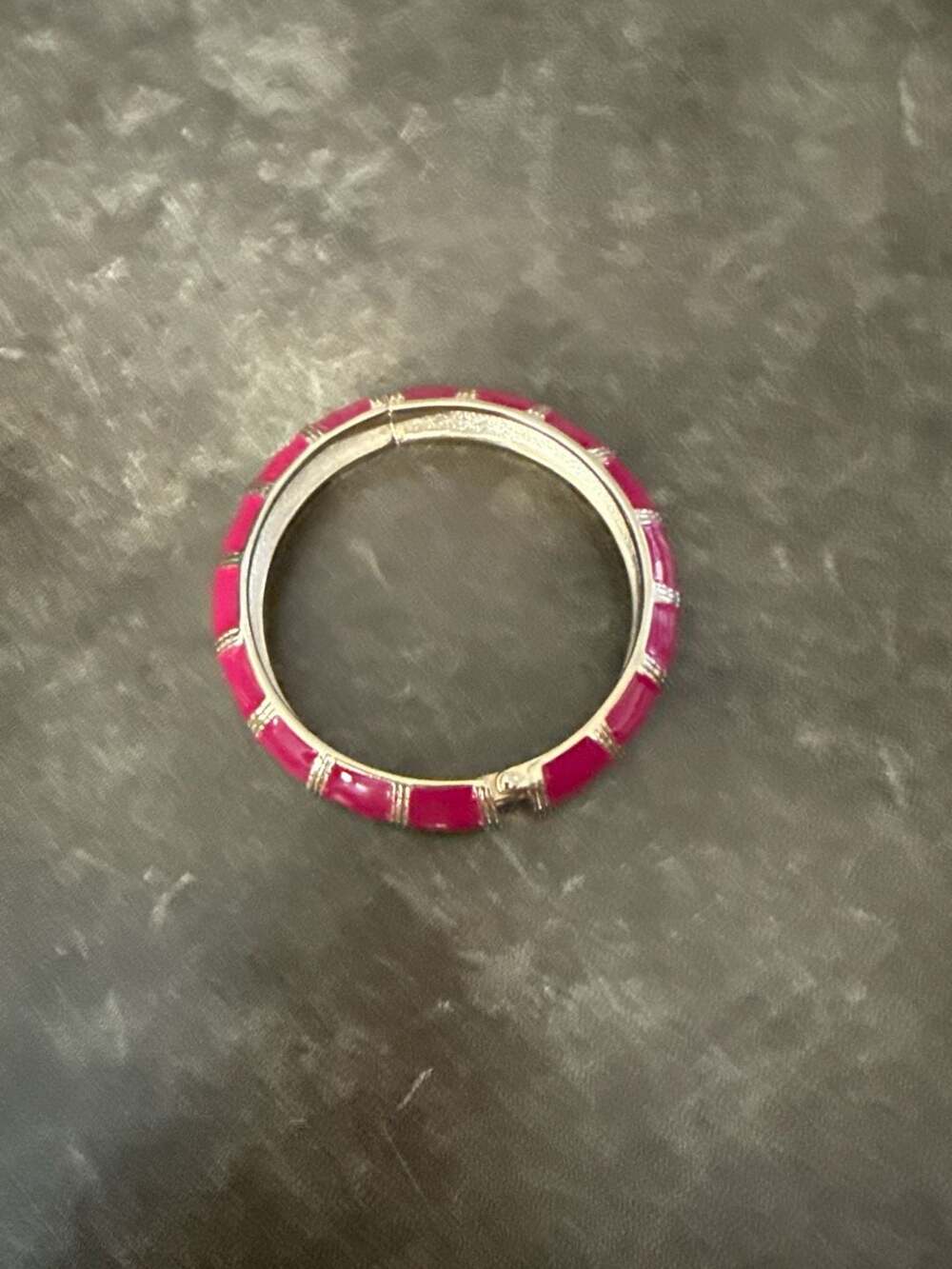 Cookie Lee Hinged Bangle Bracelet Pink And Gold Tone 9”